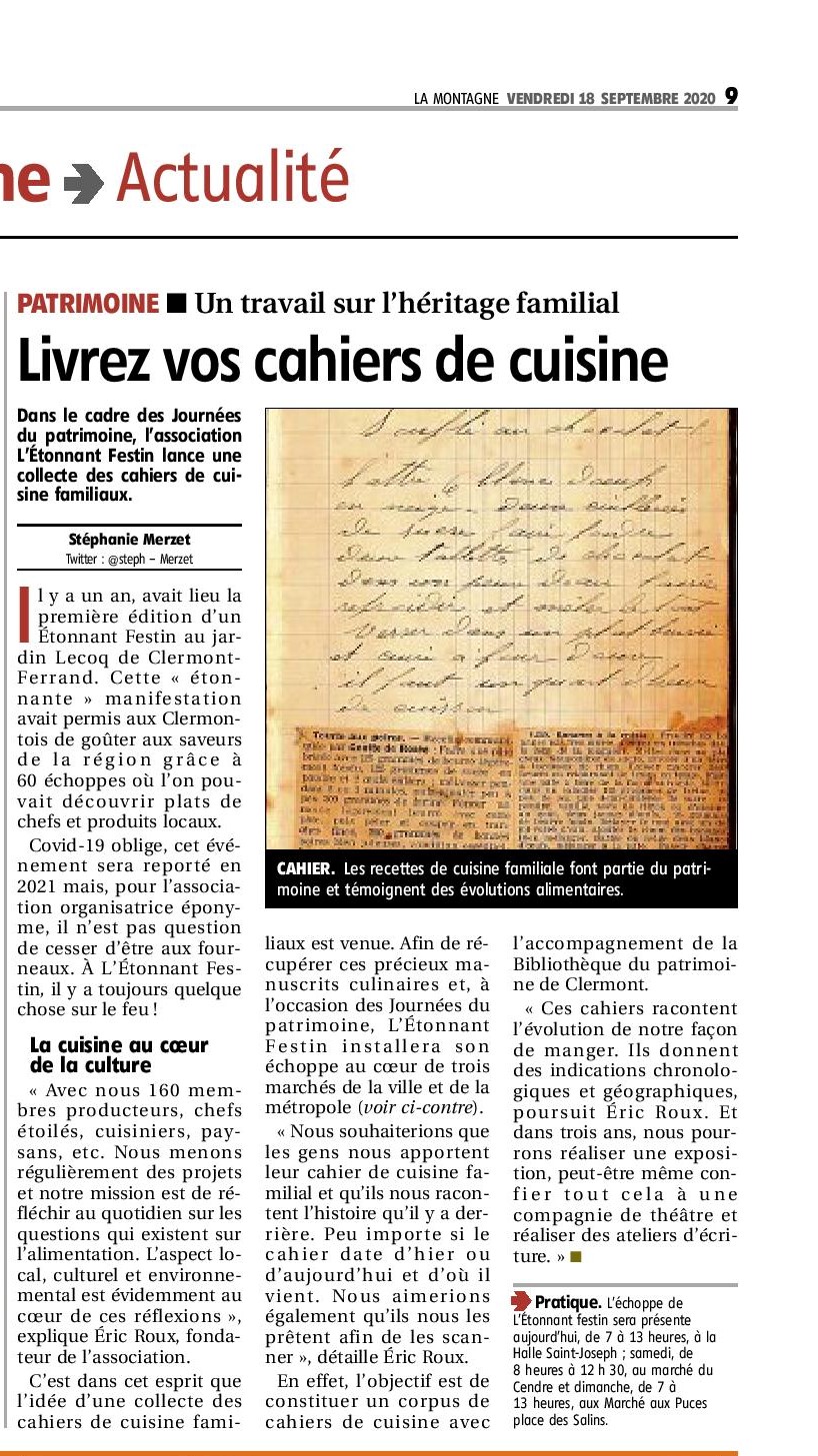 Revue De Presse Bibliotheque Des Cahiers De Cuisine L Etonnant Festin Gouter Le Paysage Clermont Ferrand Auvergne Revue De Presse Bibliotheque Des Cahiers De Cuisine L Etonnant Festin Gouter Le Paysage Clermont Ferrand Auvergne